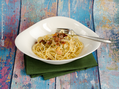 Spaghetti with Swede and Bacon