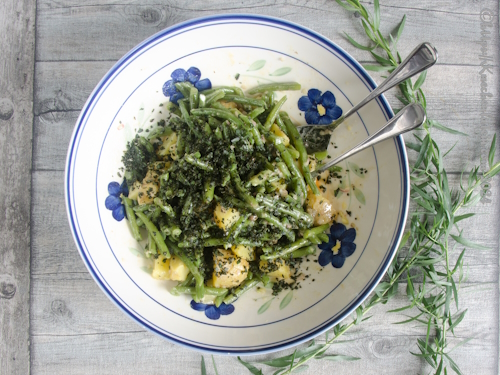 Lauwarmer Bohnensalat mit Kartoffeln und Estragon