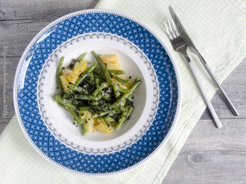 Lauwarmer Bohnensalat mit Kartoffeln und Estragon